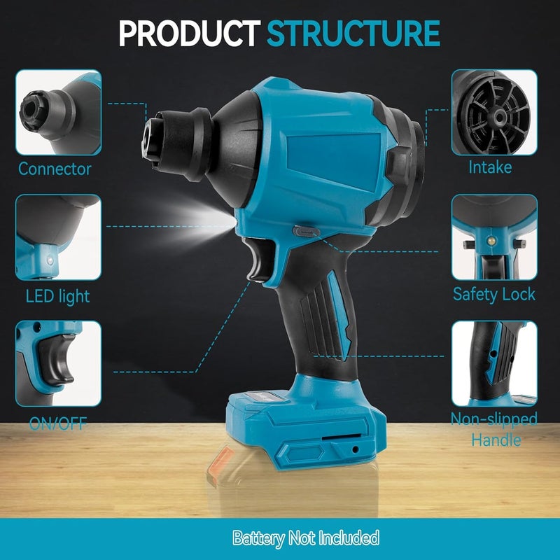 dcvbny Cordless Dust Blower for Makita 18V Battery(Tool Only), Air Duster Compressed Air Mattress Pump,447MPH 40000RPM for Car,Garages,Sawmill Room,Workshop Cleaning (for Makita 18V Battery) - Image 4